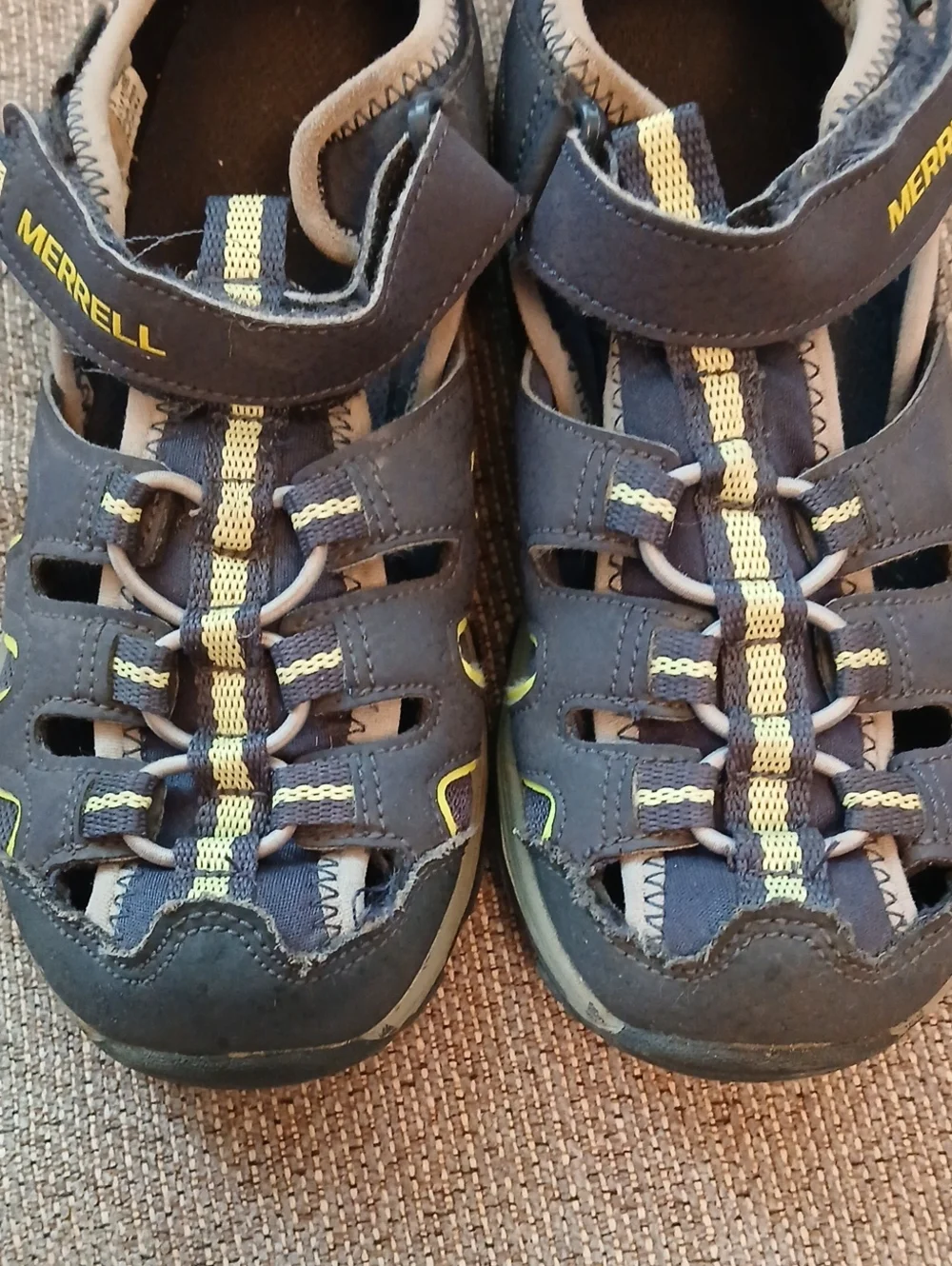 Boys Merrell M-Hydro H20 Sandal NV/LM, Navy Blue Water Sandal, Size 1 M